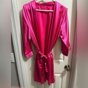Elegant Pink Satin Robe